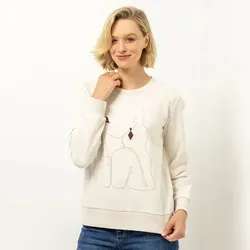 VIA MILANO Sweatshirt Rundhalsausschnitt Ketten-Details leger weit