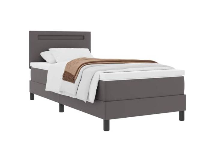 vidaXL Boxspringbett mit Matratze Grau 100 x 200 cm Kunstleder Modernes Design passt zu jeder Schlafzimmerdekoration. Mittlere Härte der Matratze für ausgewogene Unterstützung