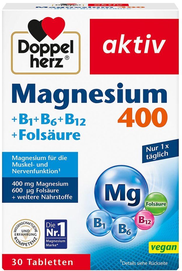 Doppelherz aktiv Magnesium 400 + B1 + B6 + B12 + Folsäure