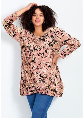 Plus Size Women's Leisure Button Tunic by Avenue in Copper Speckle (Size 30/32)