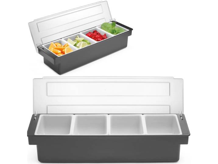 Bar Up - Bar Portiehouder - Zwart - 4 Compartimenten - HIPS en ABS