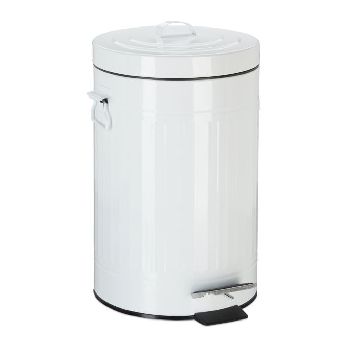 Relaxdays Vintage Pedaalemmer voor Keuken en Badkamer, Wit, 12 Liter