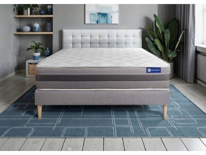 Ensemble Matelas Sommier 160x190 cm - Actilatex Relax - Sommier Kit Gris