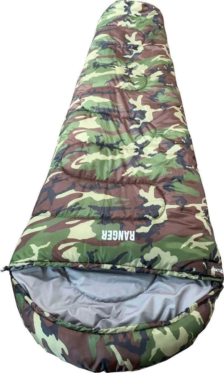 Mumienschlafsack EXPLORER "Ranger Camping Schlafsack 230x80x55cm Outdoor -18C", bunt (camouflage (tarnfarben)), Schlafsäcke, B/L: 80cm x 230cm,mit Reißverschluss, Obermaterial: 100% Polyester, Mumienschlafsack, L:230cm