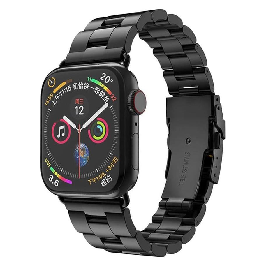 Techsuit - Watchband (W036) - Apple Watch 1/2/3/4/5/6/7/8/9/10/SE/SE 2 (38/40/41/42mm) - Black (56340080)