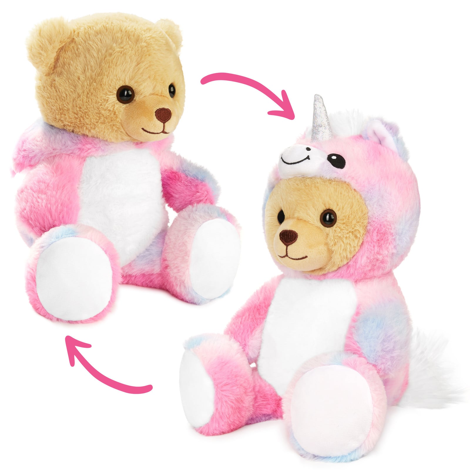 BRUBIES Teddy Eenhoorn - Pluche knuffelbeer in eenhoornkostuum met kap, 25 cm