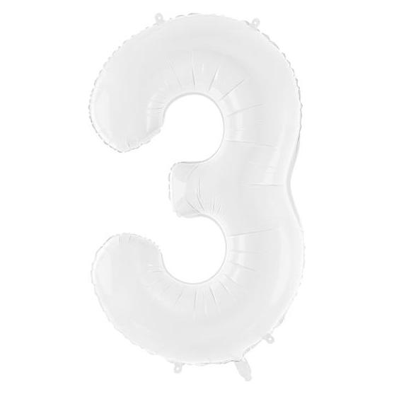 Partydeco Ballon alu Chiffre "3" Blanc (1x) (FB130-3-008)