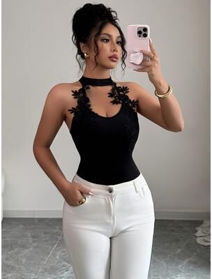 Daily Deals Depot Backless Halter Top For Women Lace Halter Top Backless Tank Top Y2K Going Out Top xl