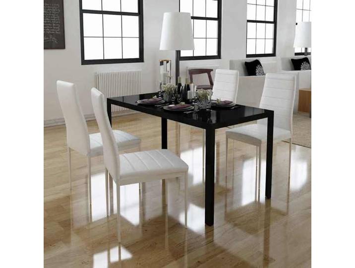 Promo été Ensemble de table à manger (cinq pièces)- SWEETY - Table de salon + 4 chaises de cuisine - noir et blanc 105x60x74cm 5872