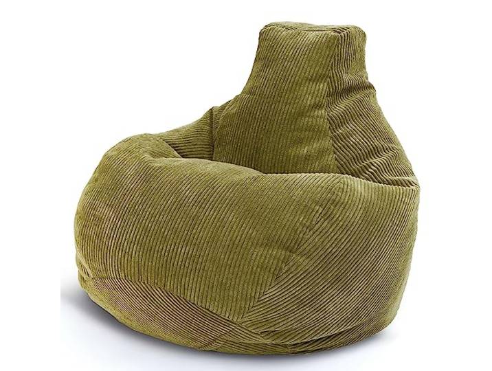 Green Bean® Sitzsack mit Rückenlehne 80x80x90cm - Gaming Chair mit 230L Füllung Cordstoff - Bean Bag Bodenkissen Lounge Sitzhocker Relax-Sessel Gamer Gamingstuhl Grün