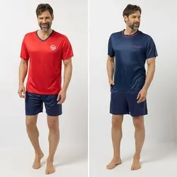 MEN'S TOUCH Pyjama-Set Shirt und Hose 1/2-Arm & Shorty mit Brusttasche