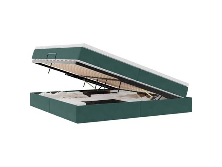 KTHLBRH Boxspringbett 200 x 200 cm mit Matratze dunkelgrün Weicher Samt, hydraulischer Aufzug, Metallstruktur, mittlere Festigkeit