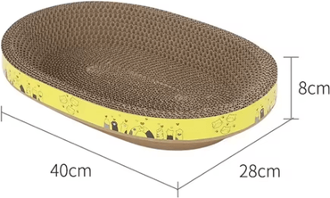 Inspire Picks Oval Corrugated Cat Scratching Board & Claw Grinding Nest yellow