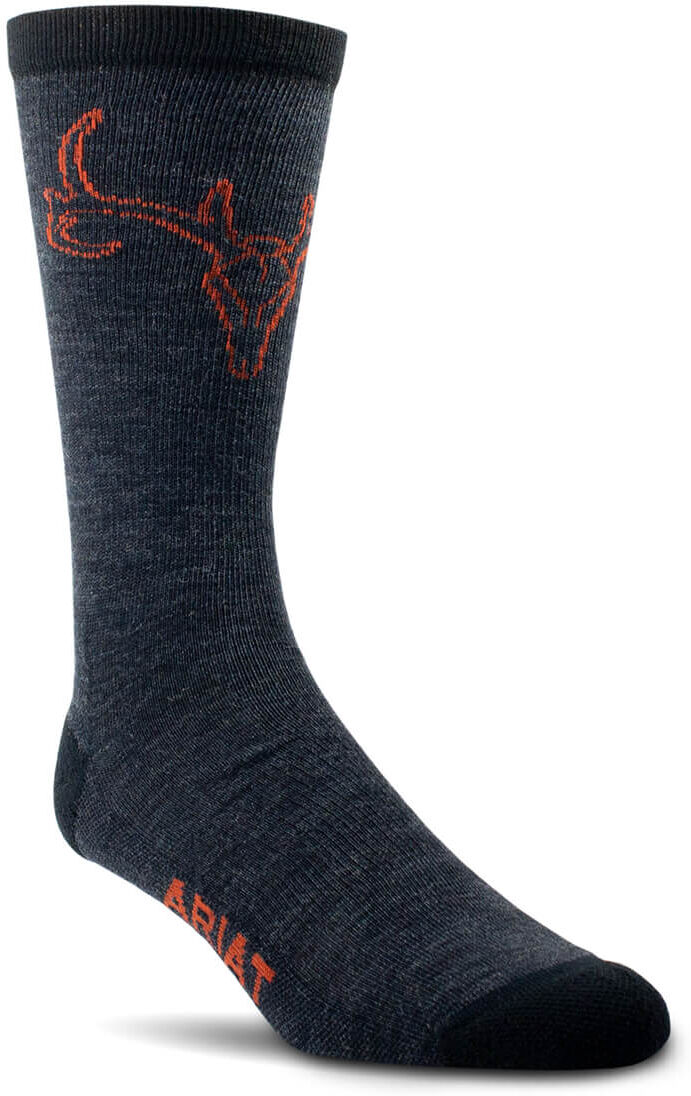 European Mount Mid Calf Everyday Performance Wool Socks in Charcoal, Size: Large Regular by Ariat