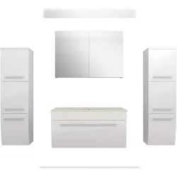 AcquaVapore Badmöbel Set Gently 3 V3 Weiß Badezimmermöbel Badspiegel Waschtisch 80 cm ohne LED-Beleuchtung