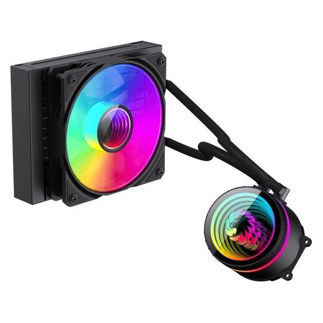 GameMax Iceburg 120mm ARGB Liquid CPU Cooler, 12cm ARGB PWM Fan, Infinity Mirror RGB Rotatable Pump Head, Bl (ICEBURG 120 BK)