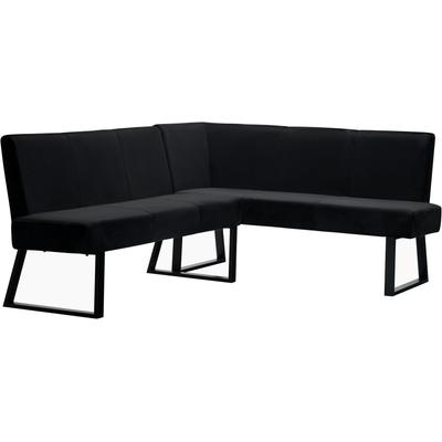 Eckbank OTTO HOME "Gladiole", schwarz, B:202cm H:84cm T:61,5cm, Polyester, Sitzbänke, Eckbank, mit Taschenfederkern, schwarzes Metallgestell, Breite 190 cm