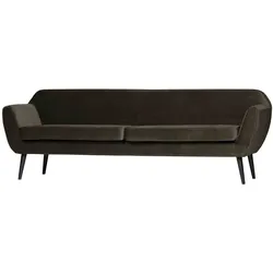 Sofa Rocco aus Samt, modern und elegant, 230 cm, dunkelgrün, bequem für 3–4 Personen