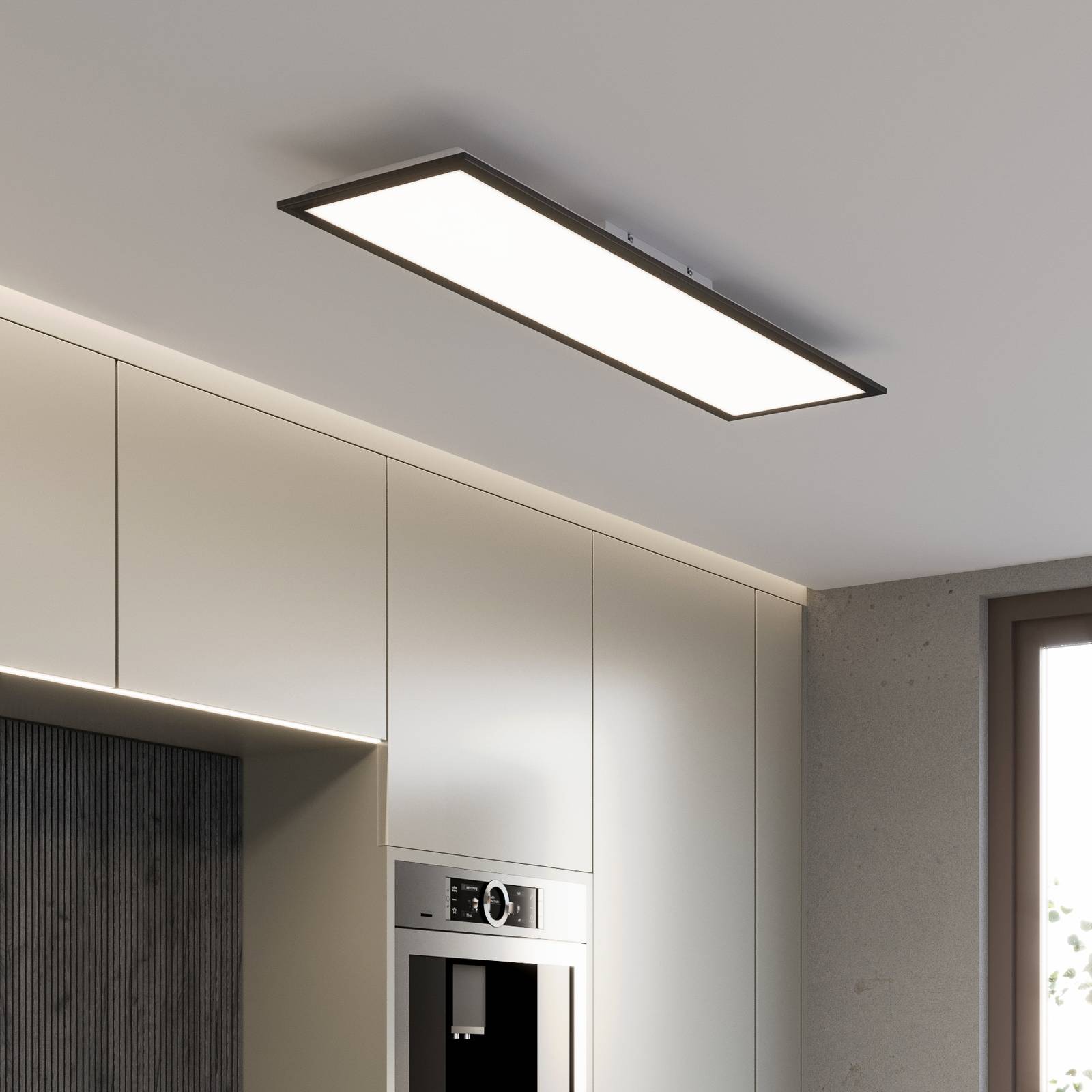 Briloner LED Panel Piatto CCT, dimmable, Black, Living / Dining Room, metal, Modern, LED Panel