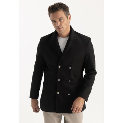 Cabanjacke FELIX HARDY "Langer Mantel mit Knopfverschluss", Herren, Gr. M, schwarz, 100% Polyester, Jacken