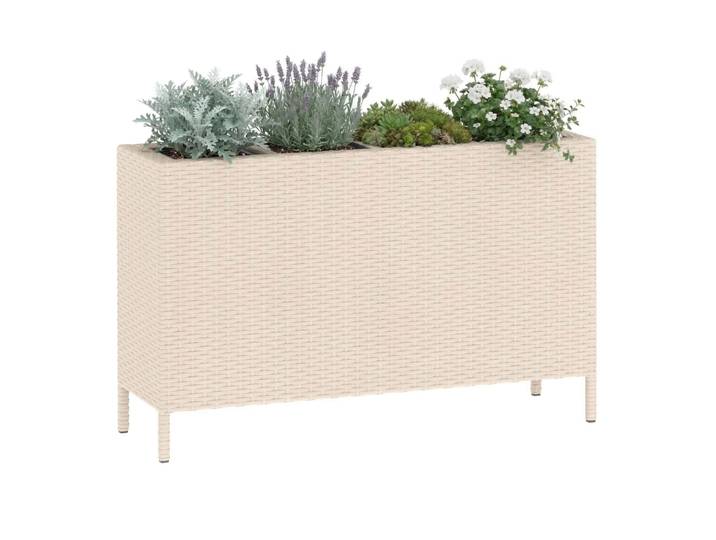 Hochbeet Rattan mit 4 Töpfen 100 x 30 x 60 cm beige