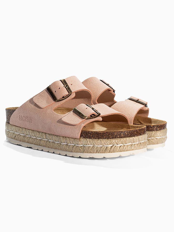 BACKSUN Leder-Pantoletten "Onyx" in Rosa - 39