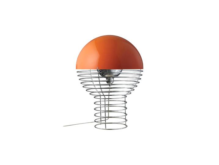 Verpan - Lampe de table Wire - Orange - Acier chromé - Designer Verner Panton