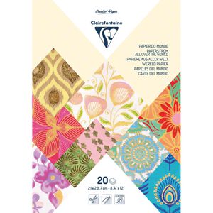 Clairefontaine Motivpapier 95097C, Papiere aus aller Welt, farbig sortiert, A4, 90 g/m², Folienveredelung, 10 Motive, 20 Blatt