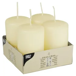 PAPSTAR Stumpenkerzen 8 cm elfenbein