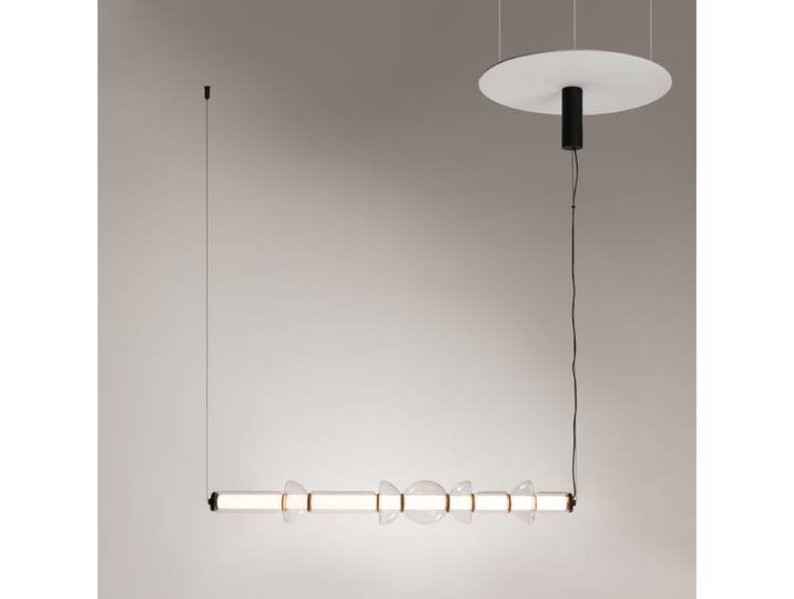 Suspension LED Cosmo 16 x 138 x 98cm Noir/Noir Verre transparent / Métal mixte LED Module LED
