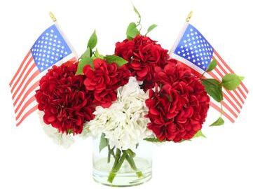 Creative Labs Patriotic Hydrangea Arrangement with Flags