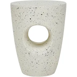 BEISTTELLTISCH Beton cremeweiß Terrazzo Optik rund 37 cm Edolo