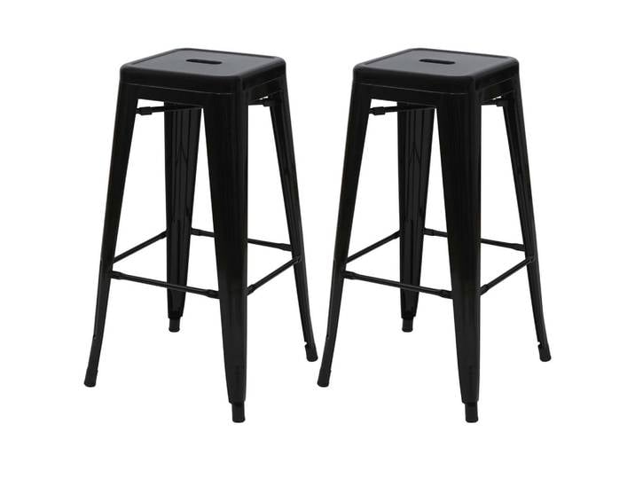 Jamb Barhocker Schwarz 2er-Set, Metall, 43x77x43 cm, Esszimmer, Barmöbel, Barhocker