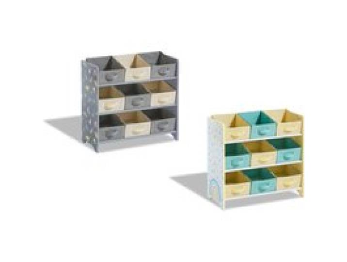 LIVARNO HOME Meuble de rangement pour enfants, avec 9 bacs en tissu amovibles.