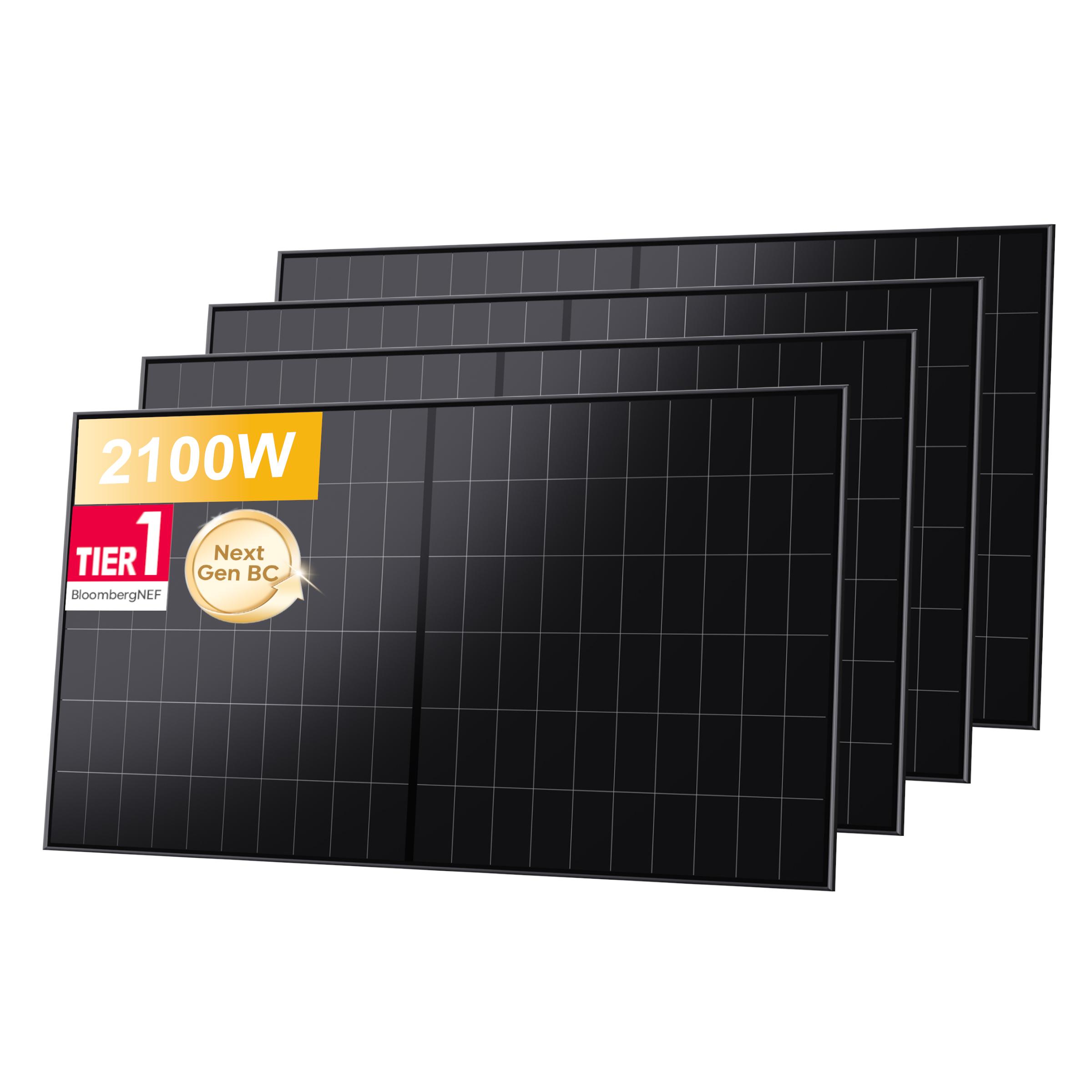 Powerness LONGi Hi-MO X10 2100Wp BC Bifaziale Solarmodule für Balkonkraftwerke Photovoltaik Glas-Glas (4 Stück)