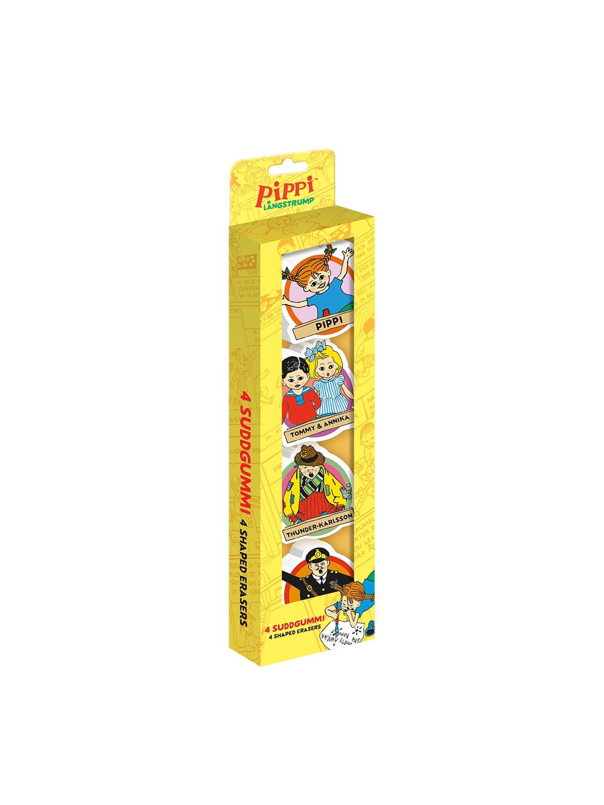 Euromic PIPPI LONGSTOCKING 4-pack erasers in box