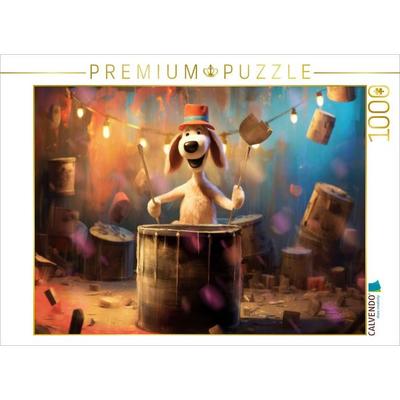 CALVENDO Puzzle Hund Balou schlägt die Pauke | 1000 Teile Lege-Größe 64x48cm Foto-Puzzle für glückliche Stunden