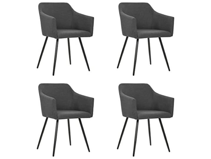 KGHFDVB Esszimmerstühle 4 STK Dunkelgrau Stoff mit Metallgestell Polsterung Ergonomisch geformt, stabiles Metallgestell, dicke Polsterung, Belastbarkeit 110 kg, modernes Design