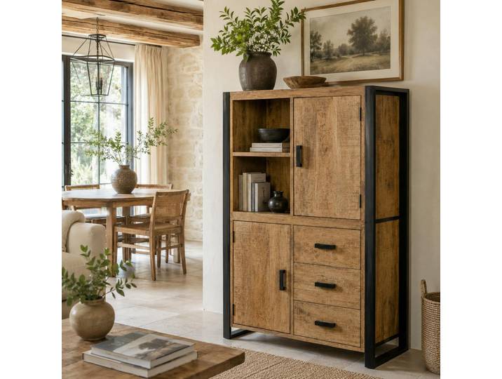 Buffet Haut Bois Métal 2 Portes Kargo