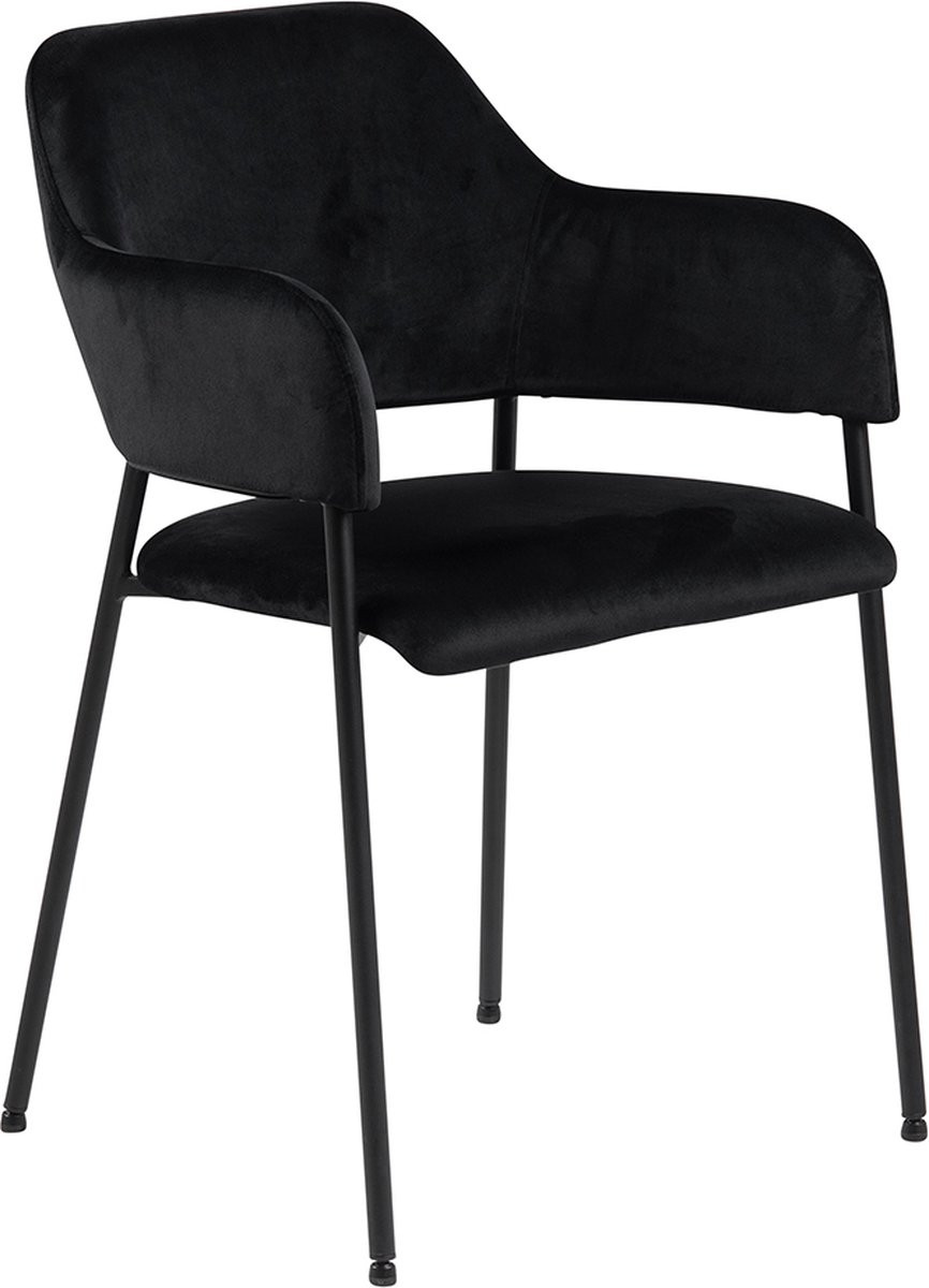 Velvet Eetkamerstoel Finn Zwart