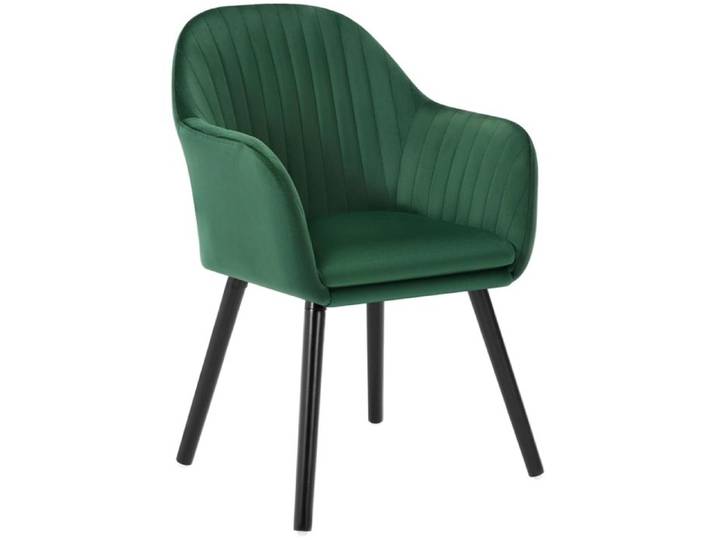 WOLTU 1 X Chaise de Salle à Manger en Velours Pieds en Bois Noir Chaise de Relax Chaise de Salon Vert Foncé