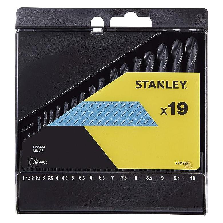 Stanley Metal drills hss-r din338- set of 19 pcs fi = 1-fi = 10 every 0.5 mm (STA56025-QZ)