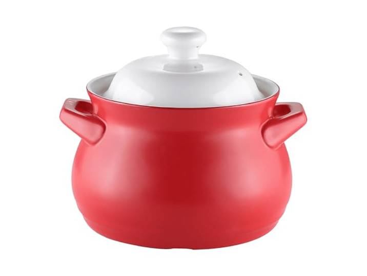 Keramikdosen, Doppelgriff-Deckel, reine Keramik-Terrine(White and red,5L)