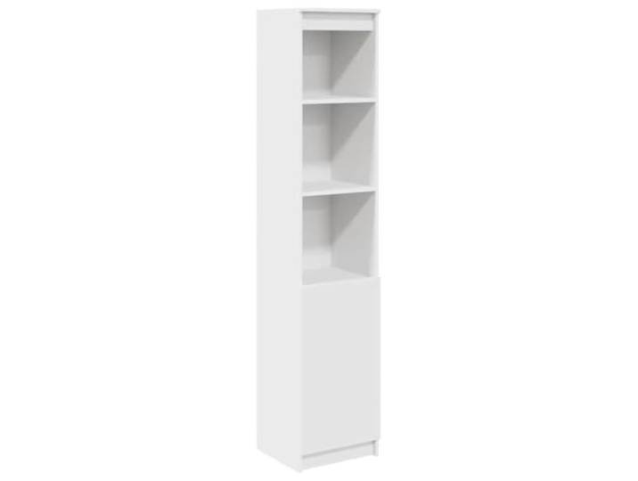 Highboard Weiß 37,5x35x180 cm aus Holzwerkstoff mit Stauraum Flexibler Türeinbau, feuchtigkeitsbeständig, pflegeleichte Oberfläche, vielseitig nutzbar