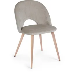 Esszimmerstuhl Linzey 4er-Set, Samt gepolstert, skandinavischer Stil, taupe, Metallgestell in Holzoptik