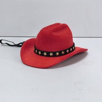 Fusion Finds Adjustable Pet Cowboy Hat For Dogs & Cats Funny Western Costume Headwear With Secure Fit red star