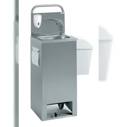 Tournus mobiles Handwaschbecken (Modell Warmwasser - inkl  Durchlauferhitzer mit Trockenlaufschutz), mit 2 Behältern à 13l