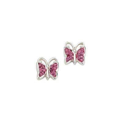 Paar Ohrstecker FIRETTI "Schmuck Geschenk Silber 925 Ohrschmuck Ohrringe Schmetterling", silberfarben, rosa, rosa, Ohrringe, Damen, Silber 925 (Sterlingsilber), mit Zirkonia (synth.)