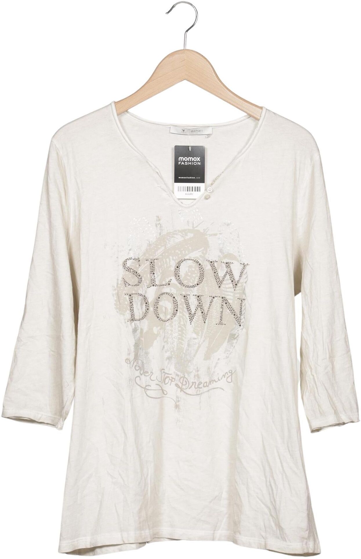 monari Damen Langarmshirt, Beige, Gr. EU 46, Baumwolle - Second Hand