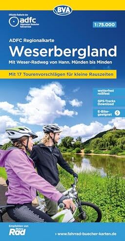 Allgemeiner Deutscher Fahrrad-Club e.V. (ADFC) - ADFC-Regionalkarte Weserbergland, 1:75.000, mit Tagestourenvorschlägen, reiß- und wetterfest, E-Bike-geeignet, GPS-Tracks Download: Mit Weser-Radweg ... bis Minden (ADFC-Regionalkarte 1:75000) - Preis vom 1